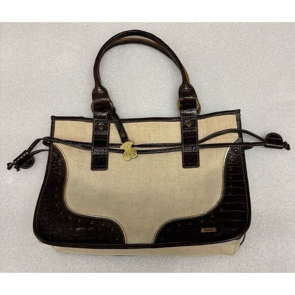 Vintage RARE TOUS Canvas / Leather Everyday Shoulder Tote - Picture 1 of 10